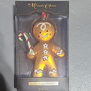 Demdaco Gingerbread Man Ornament with Red and White Accents